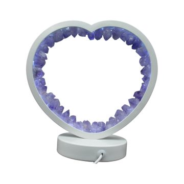 Szív alakú ametiszt asztali lámpa