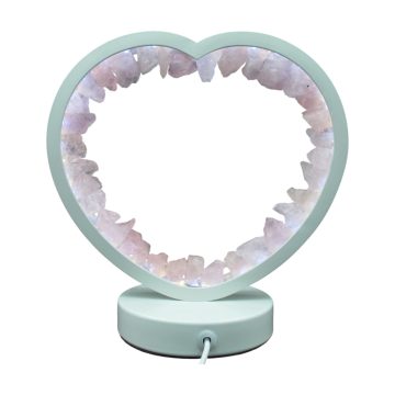 Szív alakú rózsakvarc asztali lámpa