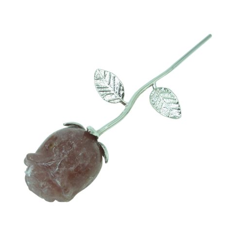 1 szál, eperkvarc rózsa -ezüst