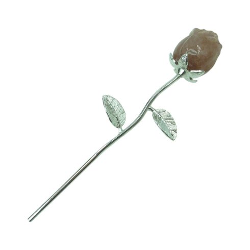 1 szál, eperkvarc rózsa -ezüst