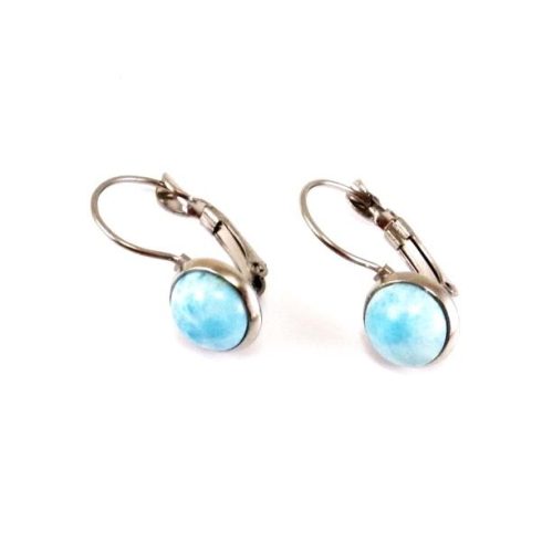 Larimár  fülbevaló 6mm