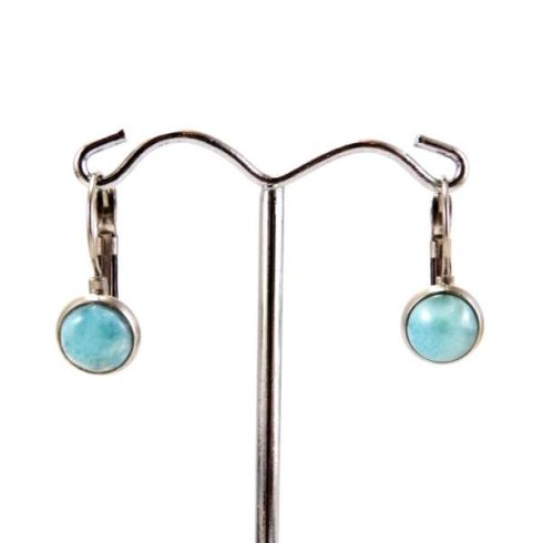 Larimár  fülbevaló 6mm