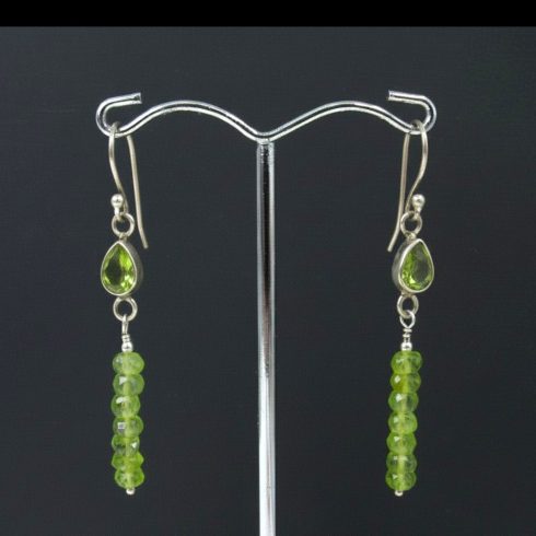 Peridot ( olivin) drágakő fülbevaló