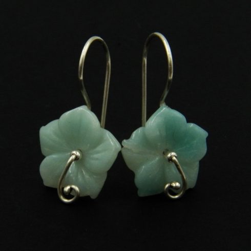 Amazonit virág fülbevaló