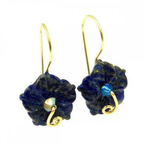 Lápisz lazuli virág fülbevaló
