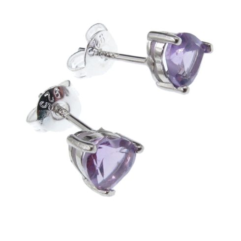 Ametiszt  bedugós szív fülbevaló