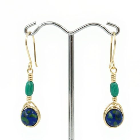 Azur-malachit  fülbevaló