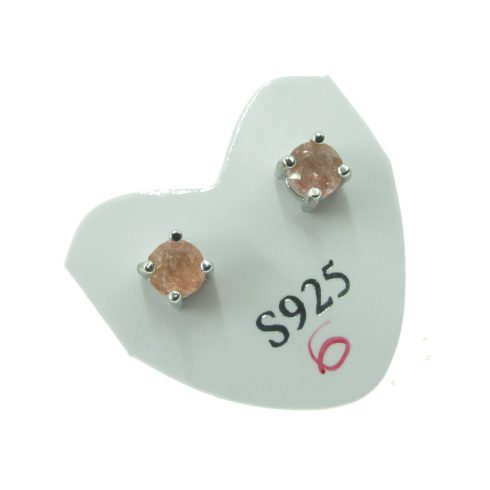 Barack rózsaszín turmalin beszúrós fülbevaló