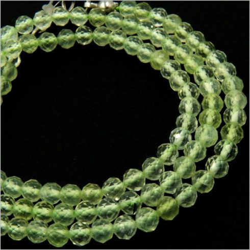 Prémium minőségű Fazettált prehnit fülbevaló