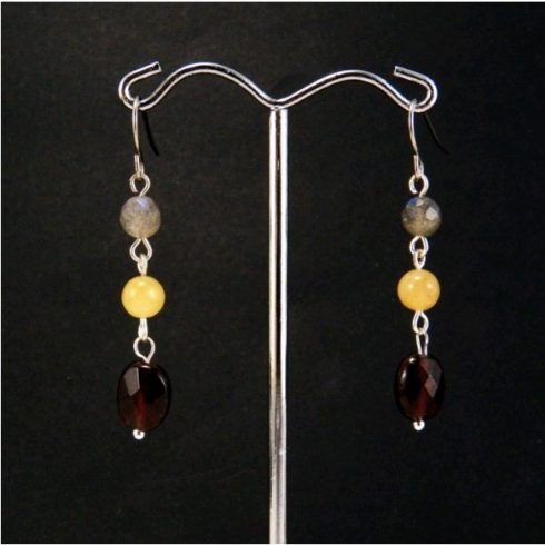 Danburit gránát labradorit fülbevaló