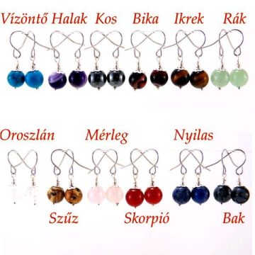 Horoszkópos ásvány fülbevaló 