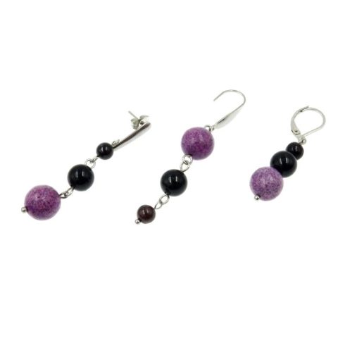Purpurit, sugilit, sörl fülbevaló