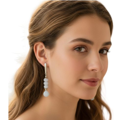 Kék opál & kalcedon fülbevaló