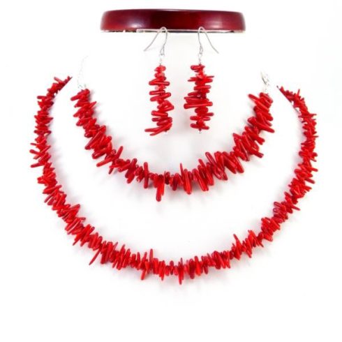 Vörös korall ágacska fülbevaló