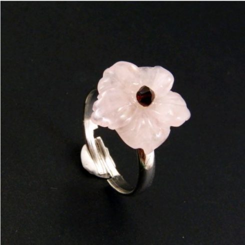 Rózsakvarc virág gyűrű