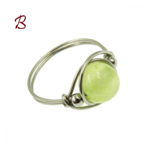 Zöld kalcit drótékszer gyűrű