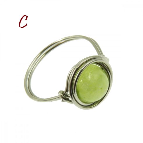Zöld kalcit drótékszer gyűrű
