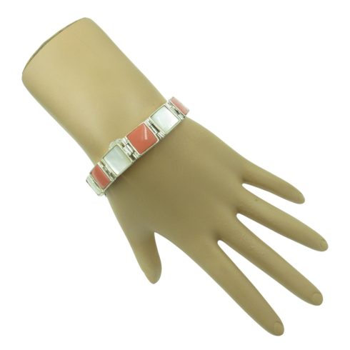 Gyöngyház és korall karkötő