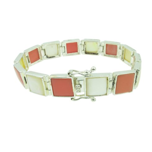 Gyöngyház és korall karkötő