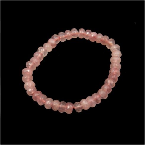 Fazettált rózsakvarc karkötő 