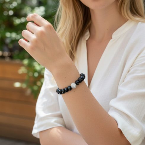 Fazettált Ónix karkötő