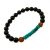 Fekete turmalin és türkiz férfi karkötő Rudraksha gyönggyel