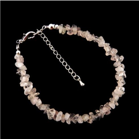 Rózsakvarc splitter szemcse karkötő