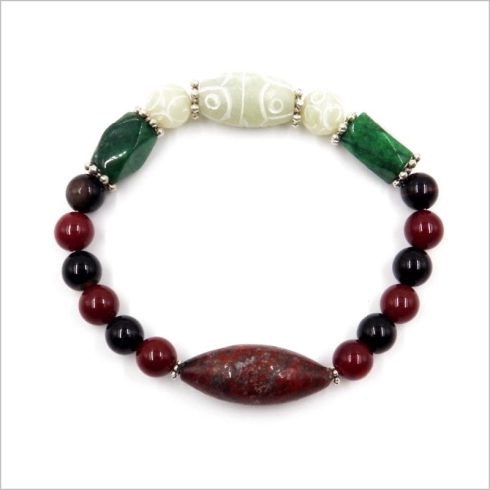 Férfi ásvány karkötő smaragd, jáspis, jade