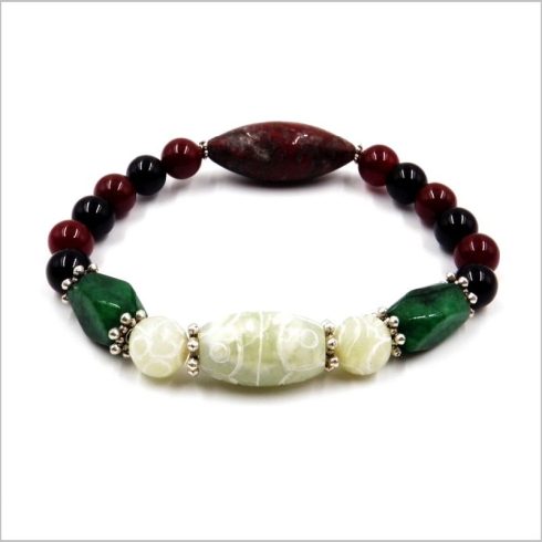 Férfi ásvány karkötő smaragd, jáspis, jade