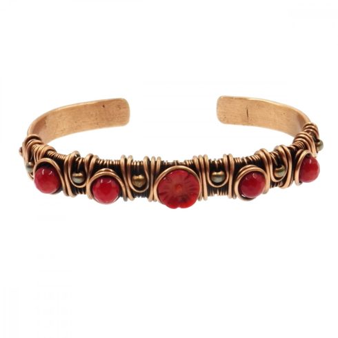 Merev réz korall karkötő