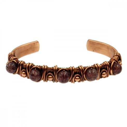 Lepidokrokit drágaköves merev réz karkötő 