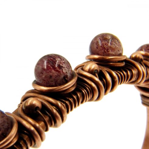 Lepidokrokit drágaköves merev réz karkötő 