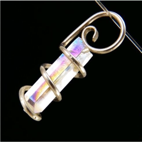 Egyedi készítésű angyal ( opál ) aurakvarc medál  #12