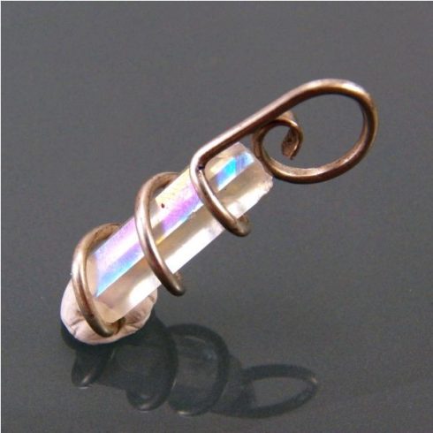 Egyedi készítésű angyal ( opál ) aurakvarc medál  #12