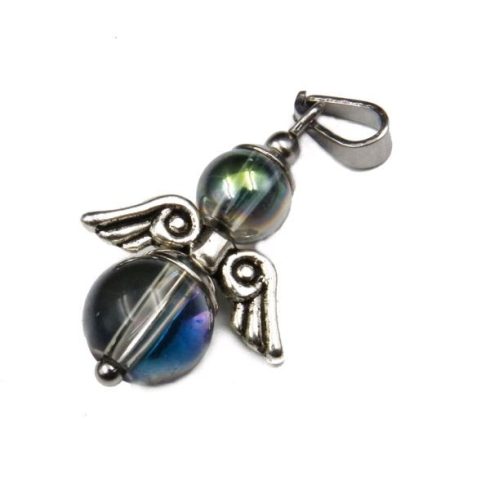 Szivárvány aurakvarc angyal medál -kicsi