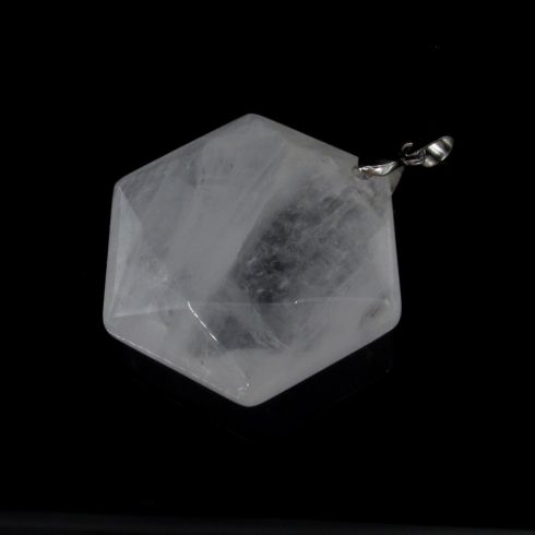 Fazettált hexagon hegyikristály medál