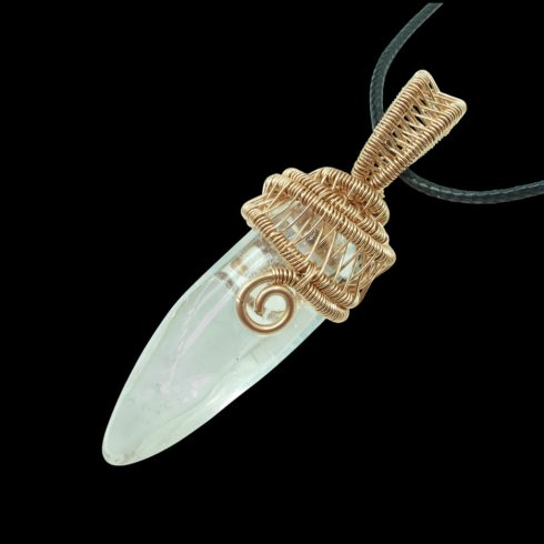 Hegyikristály medál réz drót foglalatban 