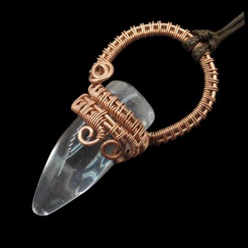 Hegyikristály medál rézdrót foglalatban 