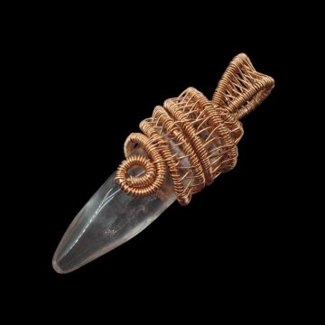 Hegyikristály medál rézdrót foglalatban 