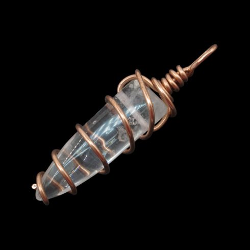 Hegyikristály medál rézdrót foglalatban 