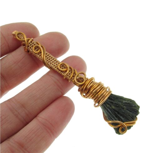 Epidot / unakit egyedi drótékszer medál 