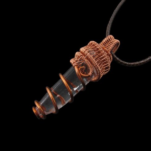 Hegyikristály medál rézdrót foglalatban 