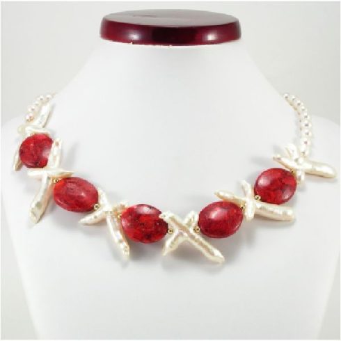 Tenyésztett gyöngy -korall nyakék