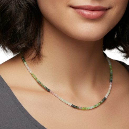 Szabályos csiszolású turmalin nyaklánc 