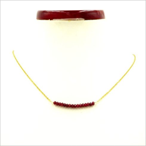Fazettált  rubin spinell drágakő nyaklánc