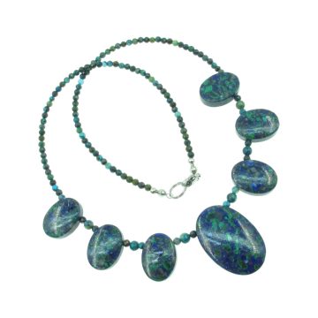 Azur-malachit & krizokolla nyaklánc