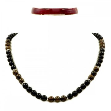 Fekete turmalin - bronzit nyaklánc
