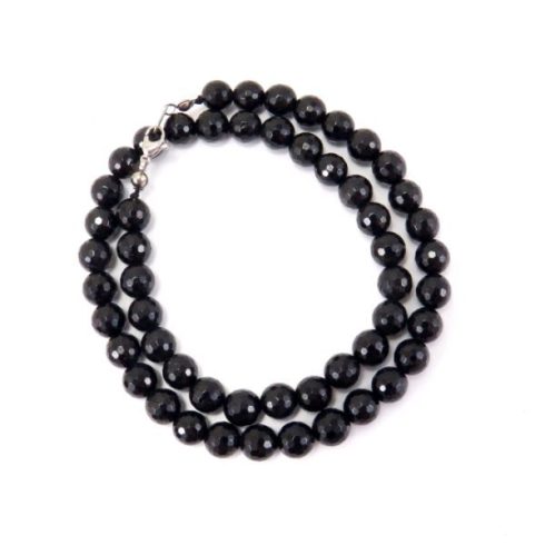 Fazettált fekete turmalin (sörl)  nyaklánc