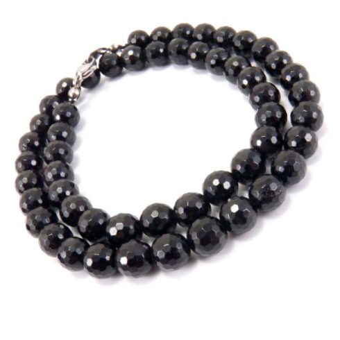 Fazettált fekete turmalin (sörl)  nyaklánc