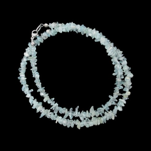 Akvamarin apró splitter szemcse nyaklánc